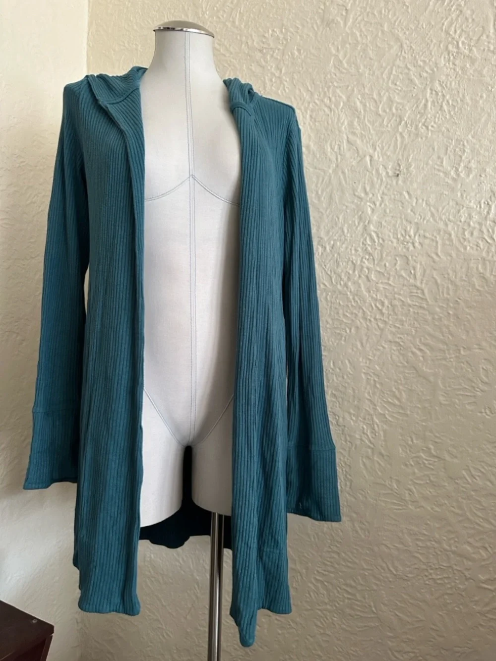 Athleta Harmony Pose Wrap Hooded Cardigan Small Borealis Green Teal Blue